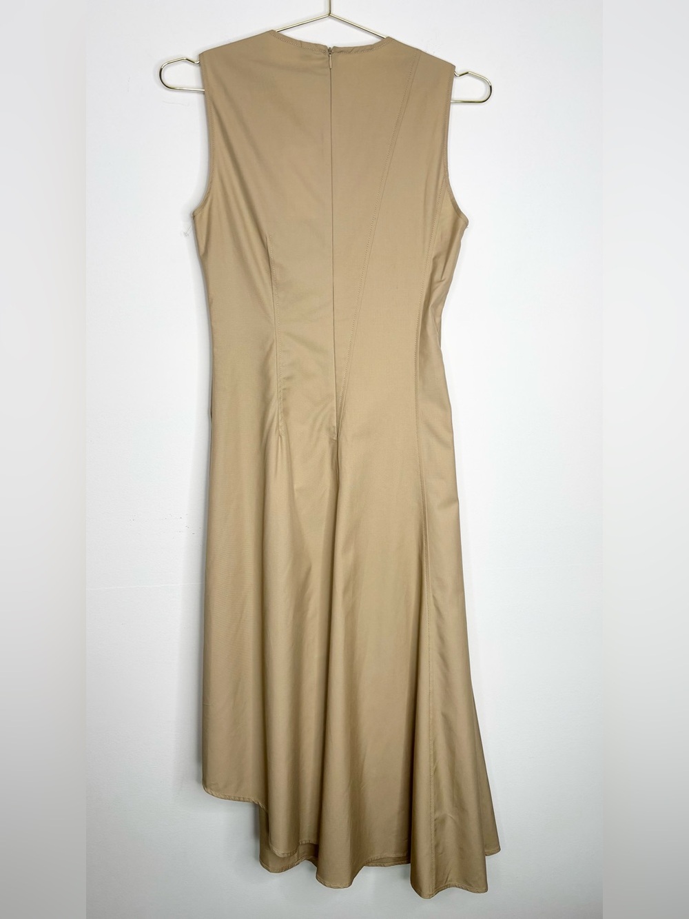 Mango Asymmetrical Flared Dress Ecru Cotton Lyocell Midi Size 4 NWT - Picture 12 of 16